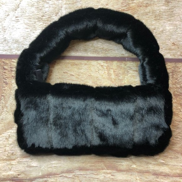Marei 1998 Pampas Black Faux Fur Handbag NEW Small - Picture 1 of 6